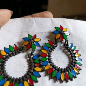 Black/Multicolour Jhumkas