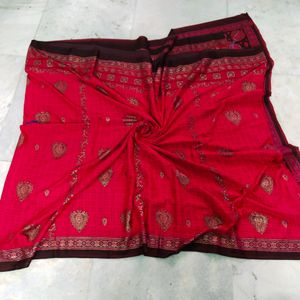 New Red Multiprint Saree