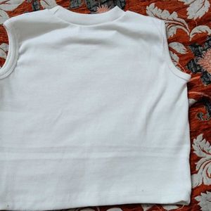 Women High Neck Top Cotton Blend White