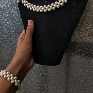 Pearl Choker & Bracelet