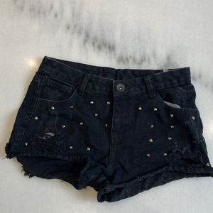 Distressed Denim studded Shorts