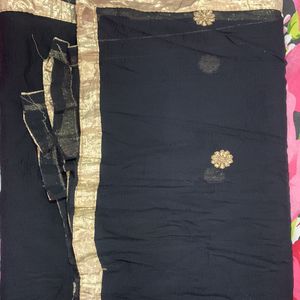 Black Georgette Long Gown With Dupatta