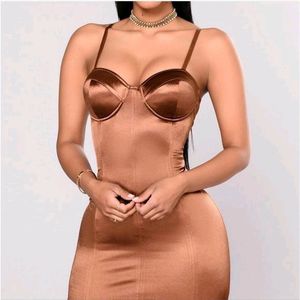 Fashion Nova, Size XL Bustier Cami Dress in Mocha