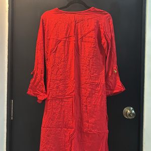 Stunning Red Kurta and Pants Set (Design)