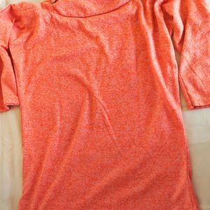 Light Orange Top With Eyelet Adjustable Neckline