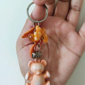 Orange Teddybear Keychain With Beautiful Butterfly