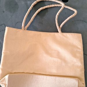 Ethnic Bag Golden With Zipper