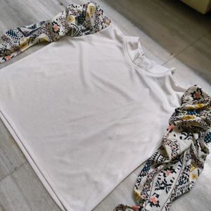 White Top Puffed Hand And Indo-western Style Print