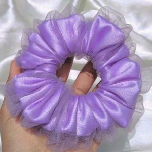 Satin And Net Bubble Scrunchie Double Layered