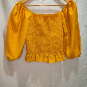 Yellow Mustard Crop Top (Stretchable)