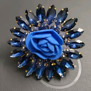 Blue Glass Stone With Flower Adjustable Finger Ring