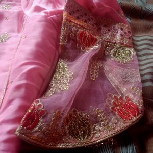 Pink Kurta Skirt Plazo With Dupatta