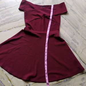 Maroon Women's Stretchable Polyester Wrap Dress