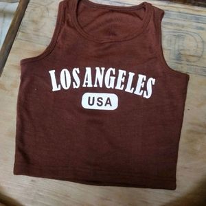 Women Crop Top Los Angel T Shirt