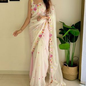 Beautiful Georgette Saree With Embroidery Work