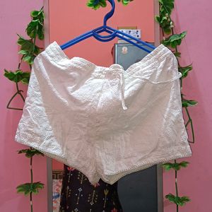 White Chikankari Shorts