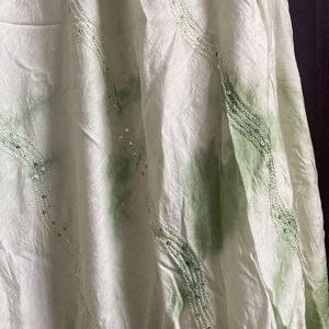 Tie Dye White And Green Colour LEHENGA