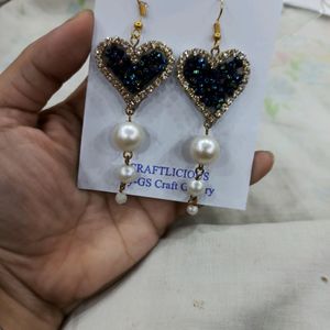 Handmade Heart Pearls Earrings