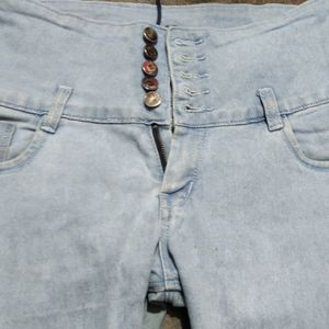 Sky Blue 5 Buttone Denim Jeans