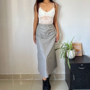 Grey Leather Skirt