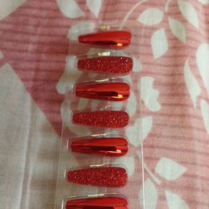 ❤️ Red Colour Artificial Nail Art