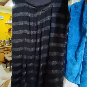 Shimmery Long Black And Grey Top