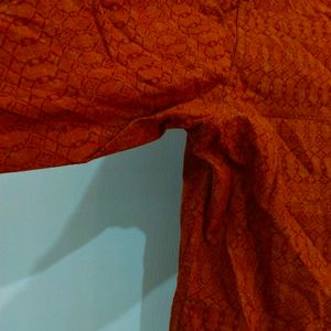 Fabindia Orange Printed Men's Short Kurta