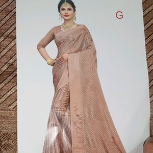 Brown Colour Linin Saree🤎