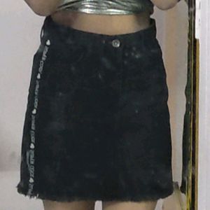 Black Denim Skirt