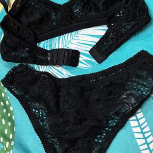 Black Net Bra & Panty Set