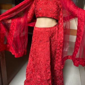 Red Mirror Work Lehenga