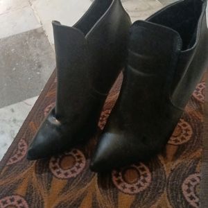 Leather Black High Heel Boot