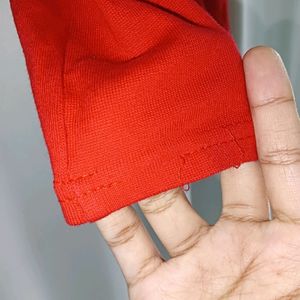 Red Bateu Neck 3/4th Sleeve Top