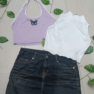 Set Of 2 Tops And Y2K Skirt