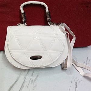 White Leather Bag Slingbag Handbag From Italy