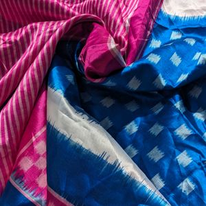 Blue Pink Saree