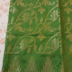 Green Taant Benarasi Saree With All Over Zari Work