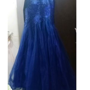 With Cancan Blue Net Gown