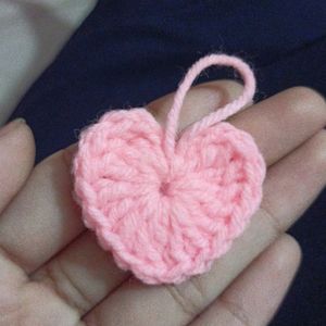 Baby Pink Crochet Heart Keychain Or Charm