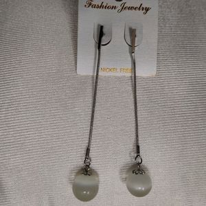 Silver Earrings With White Marble