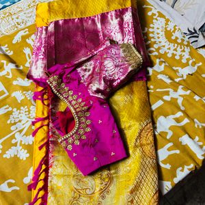 Price Drop Fixed-9050 Yellow and Pink Saree