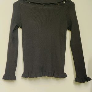 Long Sleeves Black Top Small Size