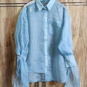 Tissue Silver Grey Designer Shirt Size-48-50