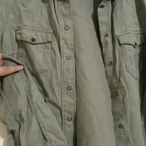 Olive Green Denim Shirt 👕