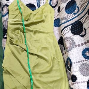 Lemon Green Solid Western Dress For Women