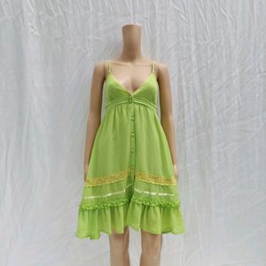 Green Deep V Neck Dress