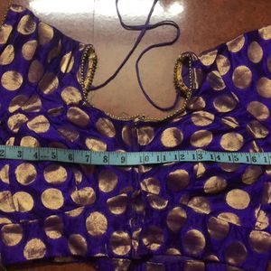 Violet & Gold Polka Dots Blouse Vth Back Knots