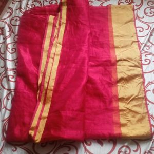 RedvSaree with Golden border