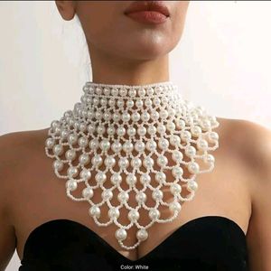 Handmade Faux Pearl Choker Necklace