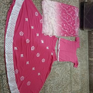 Pink Lehnga  Choli With Dupatta
